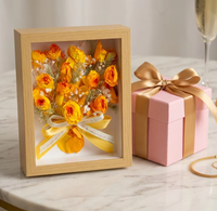 Cadre photo double verre premium avec rose éternelle pour décoration de mariage et souvenir