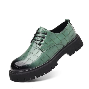 Chaussures en PU pour hommes à semelle épaisse, rehaussantes, motif écossais, à lacets, semelle extérieure en caoutchouc, printemps-automne - Product Image 1