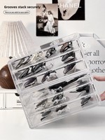 Organisateur de lunettes de style tiroir, présentoir de lunettes de soleil multi-niveaux en acrylique pour bureau, anti-poussière et résistant aux chocs