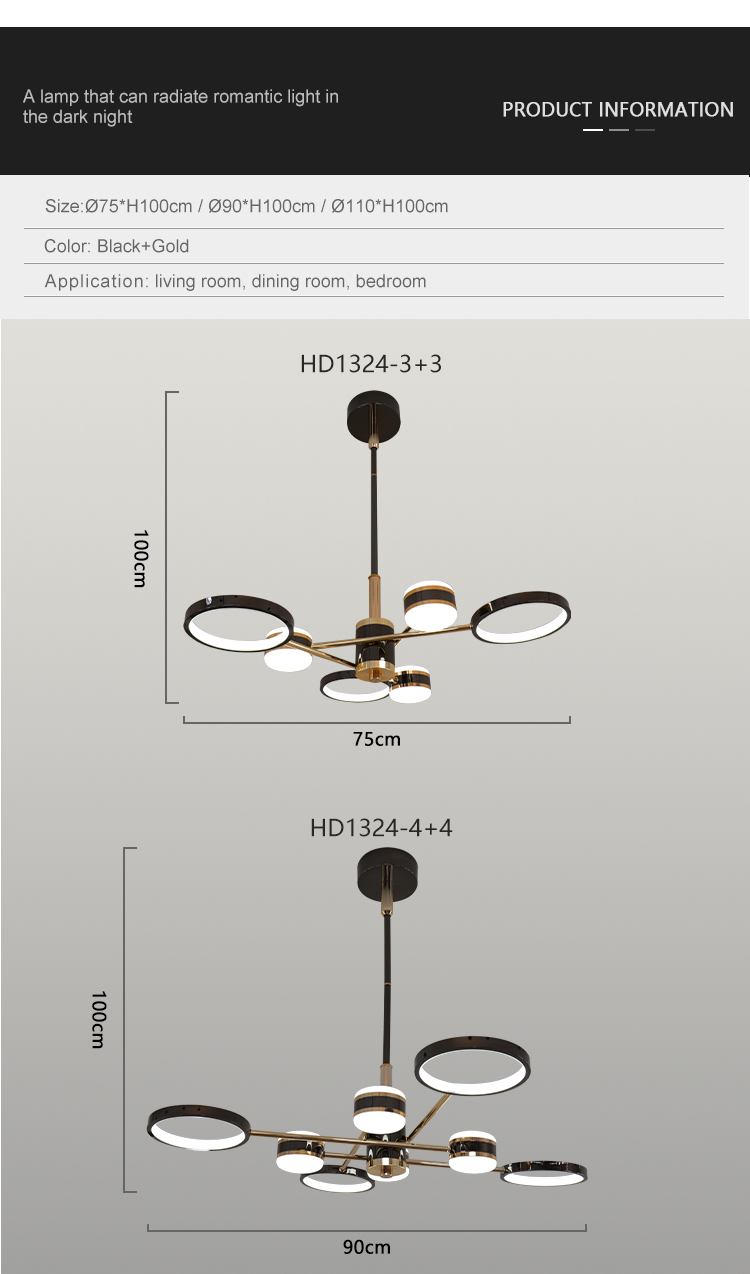 Nordic Style Decoration Living Room Dining Room Modern Luxury Gold Led Chandelier Light
