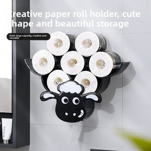 Tissu mural en forme de <span class=keywords><strong>mouton</strong></span> pour salles de bain toilettes <span class=keywords><strong>support</strong></span> de stockage de rouleaux en acier inoxydable créatif sans perceuse organisateur Banheiro - Product Image 3