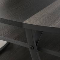 Table à manger ronde moderne avec étagère de rangement, plateau en bois de 47 pouces, base en métal noir, table de cuisine pour salle à manger