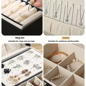 New Double-Layer <strong>Lockable</strong> Square Wooden Rectangle <strong>Jewelry</strong> <strong>Box</strong> Earring Storage Hand <strong>Jewelry</strong> <strong>Box</strong> Gift <strong>Box</strong> Wholesale - Product Image 4