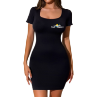 Robe moulante mi-longue noire à manches courtes sur mesure pour femmes, taille 3XL, coton respirant, contrôle du ventre, amincissement de la taille