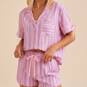Wholesale Elegant Classic Fashionable Cotton Stripe Pijama Women's <strong>Pajamas</strong> Sets Breathable Stylish <strong>Christmas</strong> Plus Size Sleepwear - Product Image 3