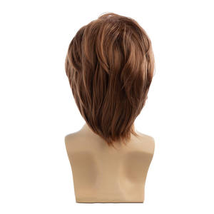 Perruques en cheveux synthétiques lisses multicolores de 10 pouces <span class=keywords><strong>coupe</strong></span> Pixie pour hommes, perruque en filet élastique sans colle sans dentelle pour hommes, facile à porter - Product Image 5