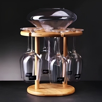 Support de rangement pour bouteilles de vin et verres à pied en bambou, pour table, bar à domicile, restaurant et hôtel