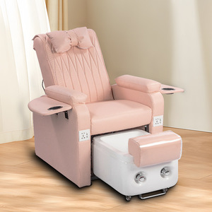 Chaise de pédicure rose moderne de luxe avec massage et bain de pieds électrique mobilier de salon de spa réglable pour spa - Product Image 6
