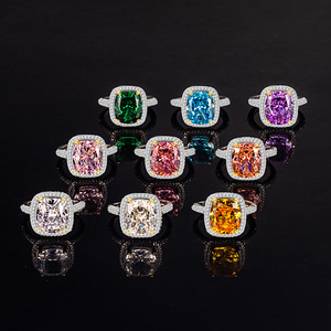Nouveaux articles tendances et très demandés pour 2026 en bijouterie : bague en cuivre plaqué or 10*12mm avec zirconium coloré taille glace pour femme - Product Image 3