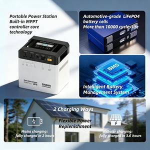 สถานีไฟฟ้าพกพา KUCHER 2000Wh กำลังไฟ 1000W AC Output แบตเตอรี่ LiFePO4 เครื่องกำเนิดไฟฟ้าพลังงานแสงอาทิตย์ สำหรับใช้ในบ้าน สำรองไฟฉุกเฉิน ใช้งานกลางแจ้ง ตั้งแคมป์ - Product Image 4
