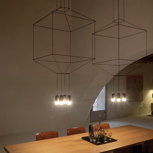 Candelabro de línea geométrica moderna, vestíbulo del hotel, recepción, sala de estar, restaurante, escalera, candelabro de línea larga geométrica - Product Image 3