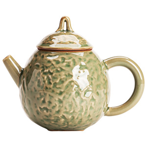<b>Ceramic</b> Teapot Round Retro Green Bamboo Glaze With Lid Kung Fu <b>Tea</b> Set Household Single <b>Pot</b> - Product Image 5