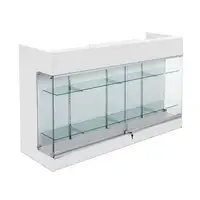 Front Counter 6ft Full Vision Front Glass Showcase Restaurant Store Inside Led Cash Wrap Light Glass Check Out Counter