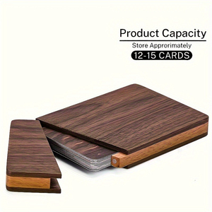 Organisateur de bureau en bois de noyer exquis avec couvercle rabattable, porte-cartes rectangulaire pour une utilisation quotidienne au bureau - Product Image 4