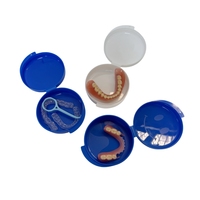 Étui de rangement dentaire durable et résistant aux chocs, étui rond bleu pour appareil de rétention