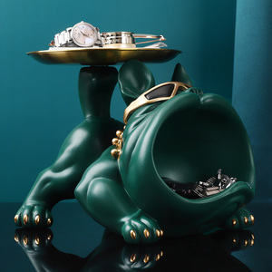 Nouveau design Cool bouledogue français majordome décor avec plateau grande bouche chien <span class=keywords><strong>Statue</strong></span> boîte de rangement Animal résine sculpture Figurine maison <span class=keywords><strong>déco</strong></span> - Product Image 3