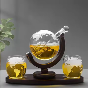 Trực Tuyến Bán Hàng Nóng Thủy Tinh Thủ Công Toàn Cầu Chai Thủy Tinh Toàn Cầu Whiskey <span class=keywords><strong>Decanter</strong></span> <span class=keywords><strong>Globe</strong></span> Whiskey Kính Với Cơ Sở Gỗ - Product Image 3