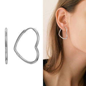 Pendientes de aro grandes S925 con logotipo Original para mujer, diseño de corazón de amor de alta calidad para boda, cumpleaños y fiesta, piedra de circón - Product Image 2