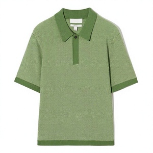 Camisa Casual de Algodón Sólido de Corte Ajustado para Hombre, con Bordado Personalizado, Tejido Waffle Térmico Grueso para Golf - Product Image 1