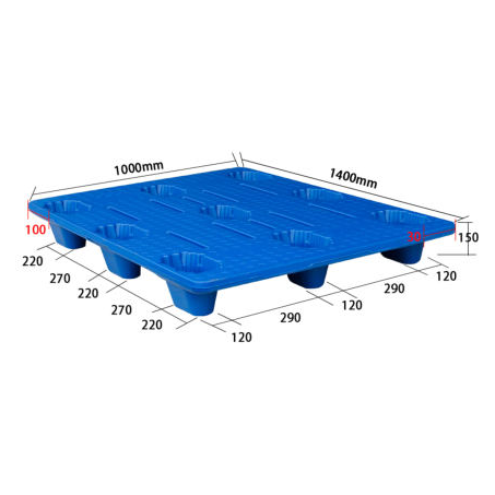 High Quality 1400*1000*150mm HDPE 9 Legged Single Sided Euro Pallet Durable Waterproof 4-Way Cheap Price Plastic Pallet Stock