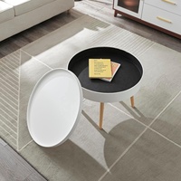 Table basse ronde avec compartiment et plateau amovible, table basse pour canapé, salon, bureau |   Usine Homex_BSCI