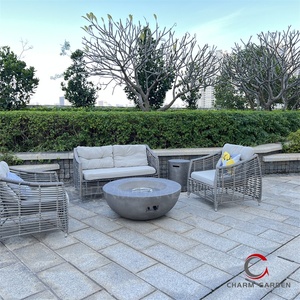 Hiện đại ngoài trời Vòng khí hố lửa và bát lửa gfrc GRC Bê tông với mịn Mài bề mặt và khí đốt sưởi ấm nhiên liệu - Product Image 4