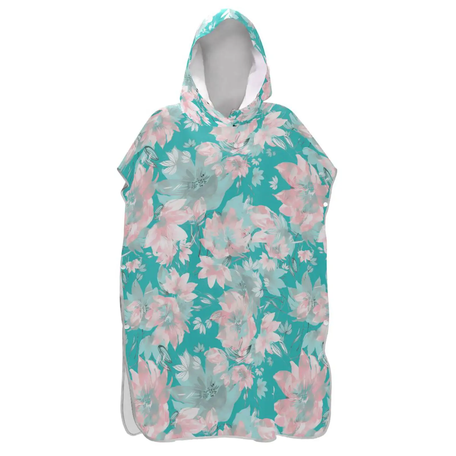 Outdoor Adults Custom Flowers Printed Surf Wearable Beach Hooded Poncho Towels