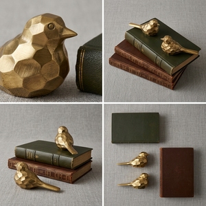 Figuras de Pájaros de Latón Facetado BIG - Juego de Decoración Geométrica Moderna para Mesa (19CM X 7.5CM X 13CM) - Product Image 6