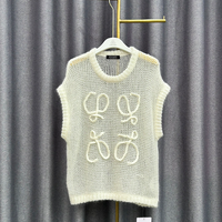 Personnalisé couleur unie col rond femmes pull chemise chandails femme gilet tricots pull femmes tricot haut sans manches