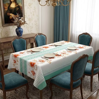 Nappe élégante en polyester imperméable, résistante à l'huile et à la chaleur, facile à nettoyer, motif floral orange vintage pour table à manger