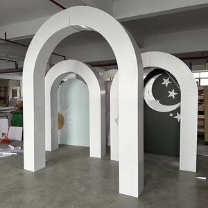 ZKAI White PVC 3D Layers Arch Gate Wedding Backdrop Stand, Ceremony Background Frame for Wedding Party <strong>Decoration</strong> - Product Image 4