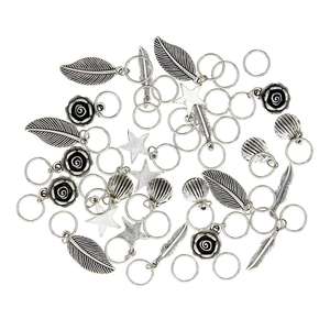 Ensemble de 35 bijoux pour cheveux, anneaux, perles pour tresses dreadlocks, pendentifs en forme de feuilles et d'étoiles, perles africaines pour cheveux, bijoux pour cheveux pour tresses - Product Image 1
