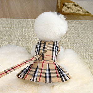 Nueva Ropa para Mascotas, Estilo Universitario, Conjuntos Casuales para Parejas, Vestido Ligero de Verano con Estampado a Cuadros para Perros y Gatos - Product Image 2