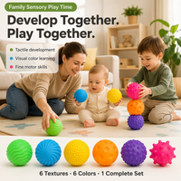 Ensemble de 6 balles sensorielles pour bébé, sans BPA, en vinyle TPR, jouet tactile de développement, non toxique, pour nouveau-nés, nourrissons et tout-petits