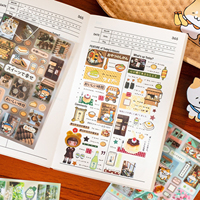 20 autocollants par paquet, série Cute Food Tales, autocollants sur le thème de la nourriture rétro japonaise et d'animaux mignons pour la décoration DIY
