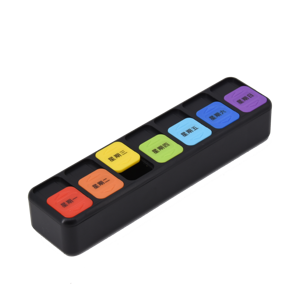 Organizador de pastillas para 7 días, caja de medicamentos semanal con botón pulsador, contenedor de vitaminas portátil colorido, dispensador de medicamentos de viaje - Product Image 1