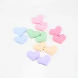 Candy Color Hart Flatback Hars Cabochons Matte Perzik Hars Voor Diy Ambachtelijke Scrapbooking Telefoon Versieringen