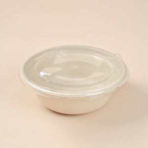 1200ML di bagassa di canna da zucchero biodegradabile monouso in carta rotonda ciotola per zuppa di insalata con coperchio compostabile per zucchero di canna da zucchero - Product Image 1