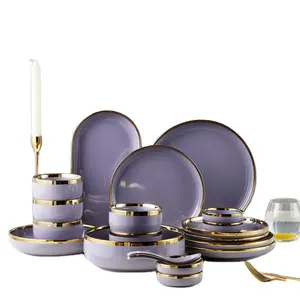 Personalized fashion pink purple nordic style restaurant dinnerware sets