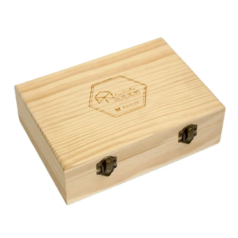 Pan custom logo small gift wooden box bottle packaging jewelry boxes with lock tea wood storage box