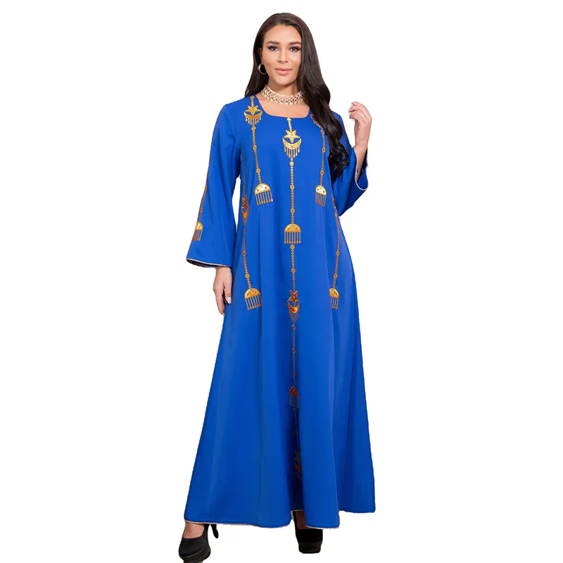 イスラム教徒中東プリントロングレースカフタンヒジャーブ女性シルクサリーアバヤイスラム教徒のドレス