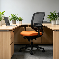 Silla de Oficina Ergonómica Giratoria con Respaldo Medio y Reposabrazos Ajustables, Silla de Escritorio para Computadora con Estándar de Seguridad