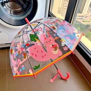 <span class=keywords><strong>Parapluie</strong></span> transparent pour enfants de 2 à 5 ans, motif forêt de dessin animé, sûr, léger, à long manche, avec 8 baleines - Product Image 2