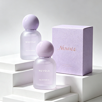 Flacon de parfum de haute qualité bleu 30ML, flacons de parfum vides en verre rose, flacon de parfum rond vert jaune en verre avec couvercle