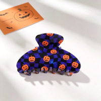 Pinces à cheveux en plastique imprimées dessin animé (citrouille, toile d'araignée, chauve-souris) pour femmes, accessoires de coiffure d'Halloween, idéales pour les fêtes et les queues de cheval