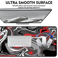 Grand tapis de souris de jeu d'art abstrait rouge et noir étendu avec tapis de souris en caoutchouc antidérapant pour le bureau à domicile