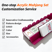 2027 Technologie Innovante Ensemble de Mahjong Américain en Acrylique Gravé, Taille Standard, Motif Perles Bleues Côtières, pour Fêtes de Famille