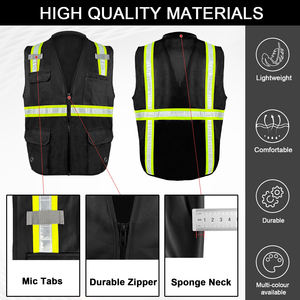เสื้อกั๊กนิรภัยสีดำสำหรับงานก่อสร้าง คุณภาพสูง ผลิตจาก PVC สะท้อนแสง  มีหลายช่องใส่ของ  รับสกรีนโลโก้ตามแบบ  มีสินค้าพร้อมส่ง จัดส่งรวดเร็ว - Product Image 3