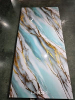 Panneau mural de douche en PVC effet marbre brillant, revêtement UV, pour armoires de cuisine en PVC effet marbre, imperméable