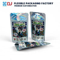 Sachet holographique personnalisé de haute qualité avec fente Euro et fermeture éclair refermable pour l'emballage de bonbons à la mousse de mer